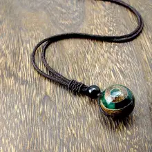 Три глаза DZI круглой формы 20 мм бусины кулон ожерелье для мужчин и женщин