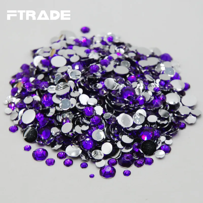 Violet Rhinestone Mixed Sizes Top Quality Non Hotfix Flatback Acrylic Rhinestones For Nail Art Decoration DIY Nail Mix Beads Pins & Pincushions