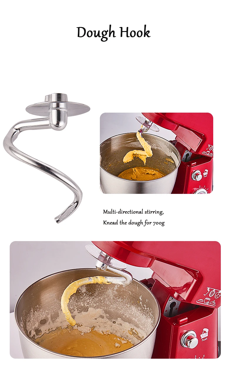 JIQI электрическая Подставка Для Приготовления Пищи Миксер для взбивания яиц Тесто блендер для выпечки взбивания крема наклонная головка кухонный шеф-повара машина 6 скоростей 4л