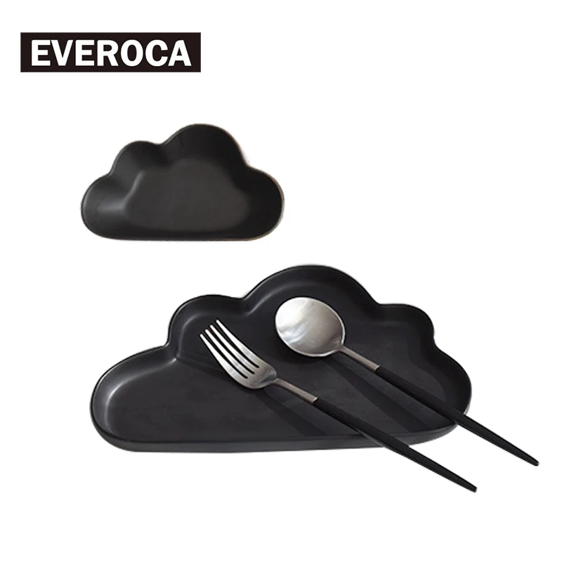 

Creative Cloud Rain Ceramic Plate Fruit Plate Matte Flower Modeling Plate Japanese Personality Porcelain Plate