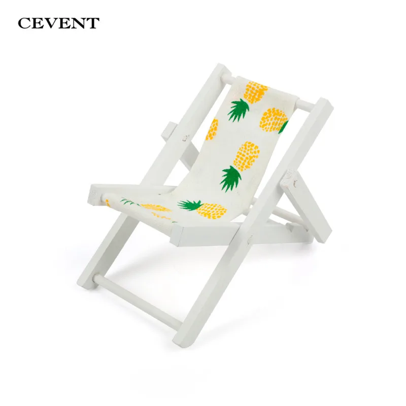 Civent мини пляжное кресло Фламинго с рисунком ананаса, складное деревянное кресло, декор для рукоделия, вечерние, Подарочная мебель, аксессуары для кукольного домика - Цвет: pineapple