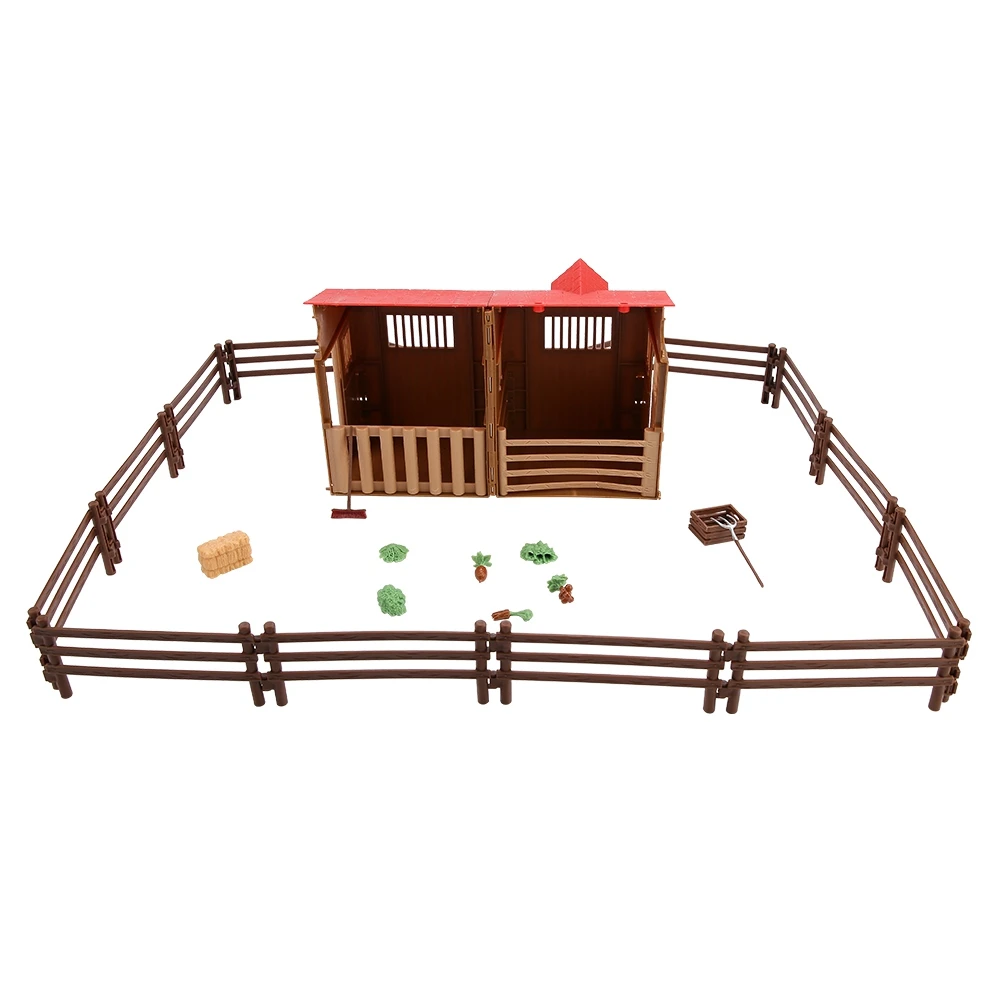 Детский мини-симулятор, сцена, модель, Детская ферма, сделай сам, набор игрушек, 14 шт., заборы, вилка, метла, деревянная коробка, стог сена