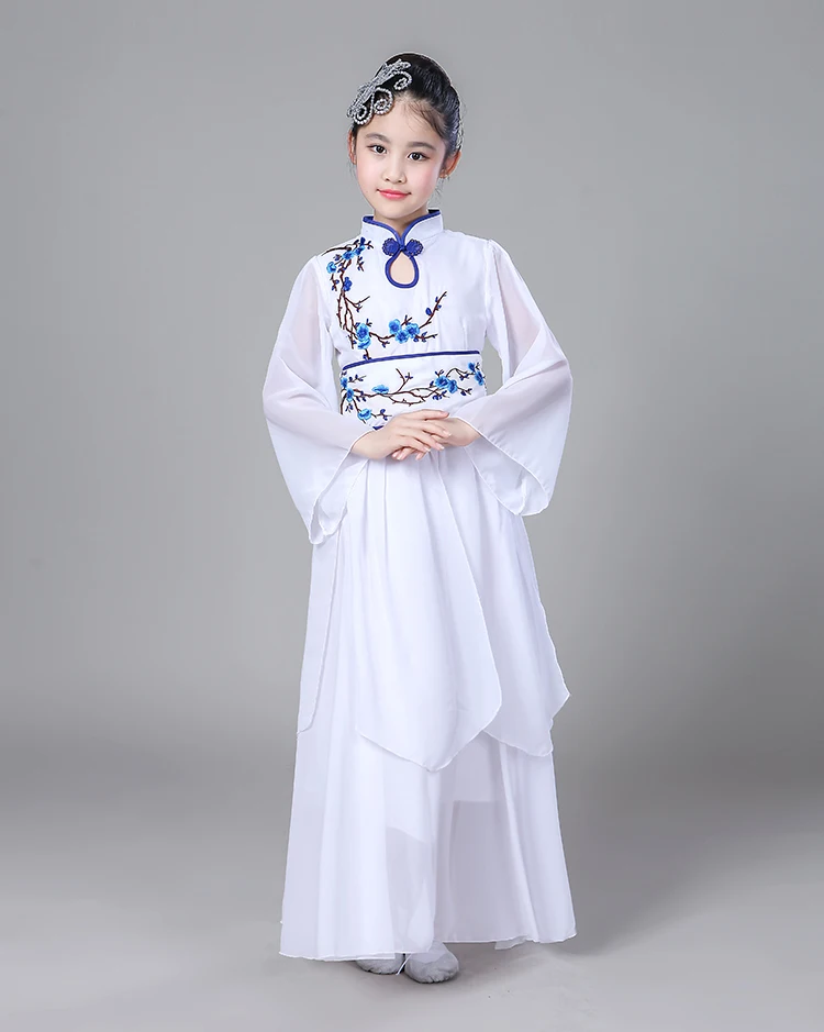 Традиционные народные танцевальные костюмы элегантные guzheng Yangko танцевальная одежда для девочек Национальный Зонт древняя танцевальная одежда