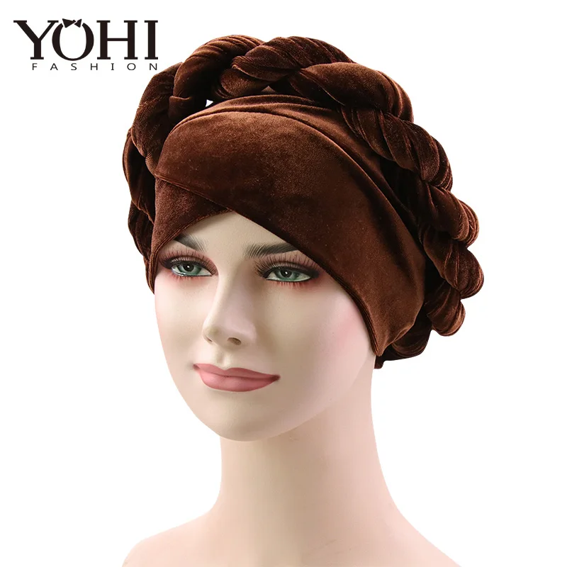 Новая мода женщин вельветовый тюрбан Горячие StyleTurban шляпы для химиотерапии бандана головной платок для девушек аксессуары для волос