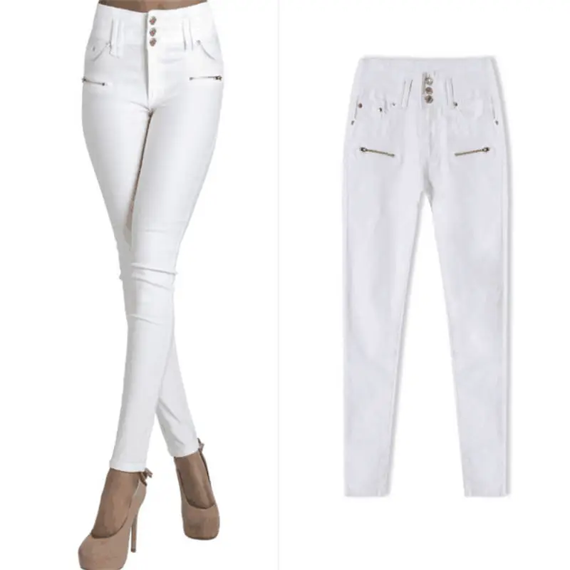 SupSindy популярные женские джинсы эластичные Стрейчевые узкие джинсы женские белые джинсы на молнии с высокой талией для женщин модные джинсовые брюки