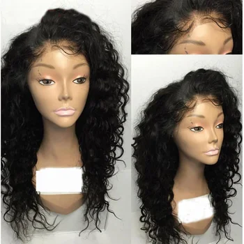 

LUFFYHAIR Right Side Part Curly Human Hair Wig Bleached Knots Brazilian Remy Hair Lace Front Human Hair Wigs With Baby Hair