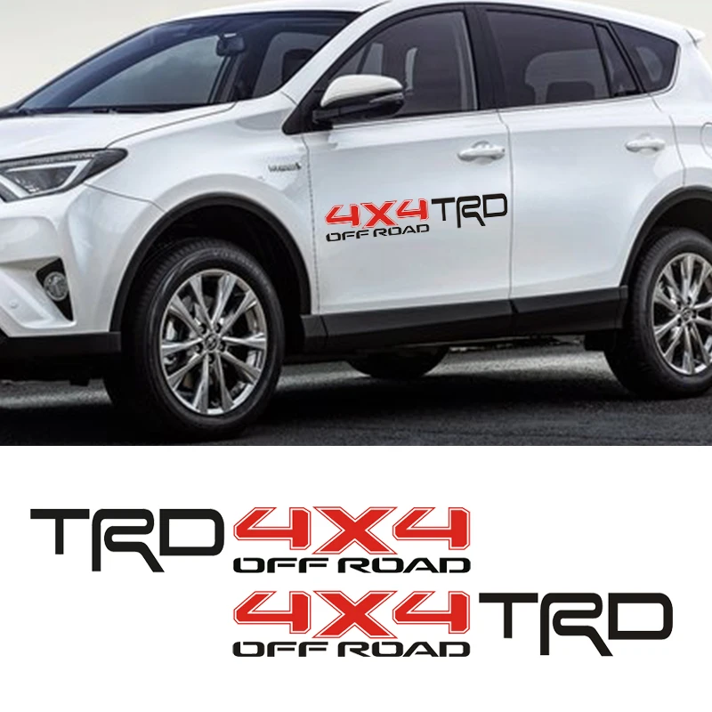 1 пара, 2 шт., автомобильный Стайлинг, бездорожье, TRD, 4X4, автомобильная дверная наклейка, наклейки для автомобиля, обертывания для Toyota RAV4 Avalon Aygo Land Cruiser