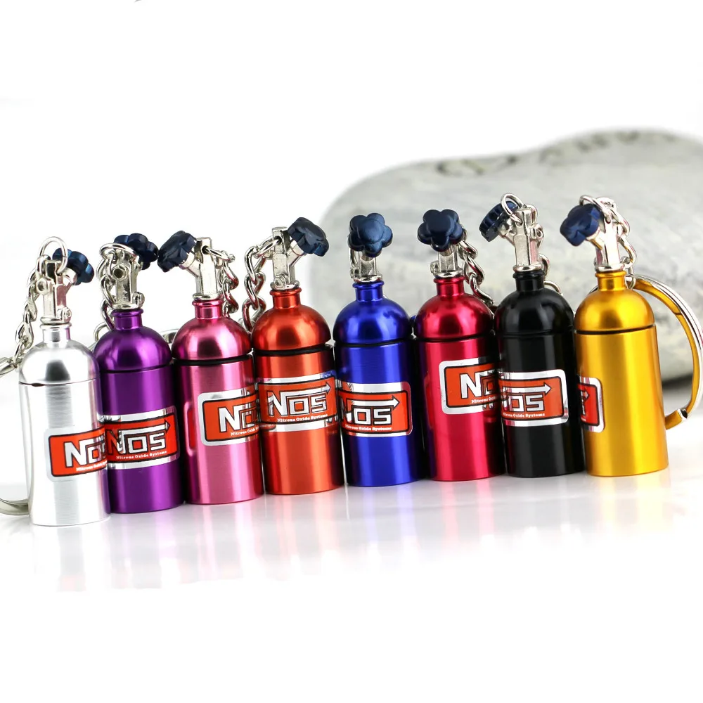 NOS Turbo Keychain Creative New Mini Nitrous Oxide Bottle Keyring Key