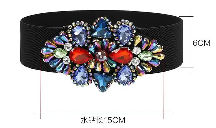 Женские Подиумные Модные Стразы бисером эластичные пояса женское платье Корсеты пояс с пряжкой Украшение широкий пояс R1157