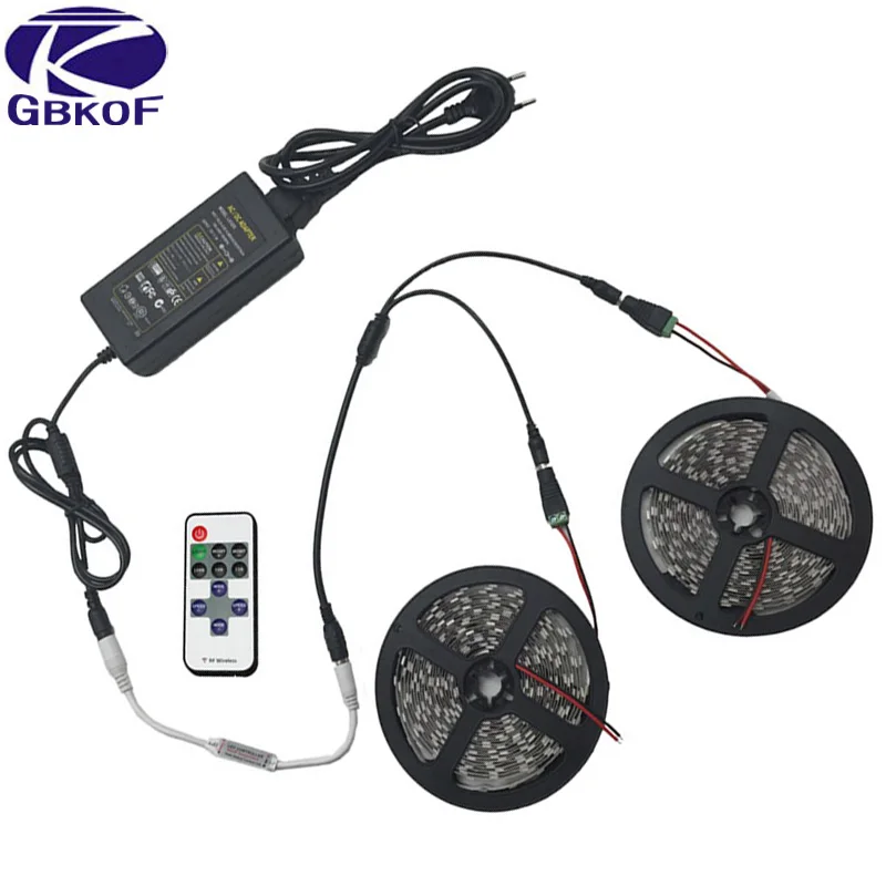 

5050 LED strip 10m waterproof IP20 RGB/single color led light flexible ribbon diode led tape set+Remote Control+5A Power Adapter