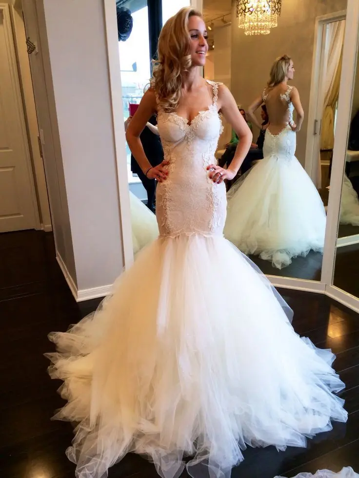 low cut mermaid wedding dress