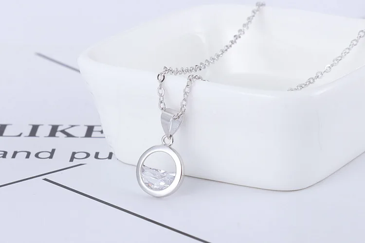 Bijoux Femme Настоящее серебро 925 проба длинный круг циркониевая подвеска ожерелья для женщин Свадебные украшения воротники, воротник