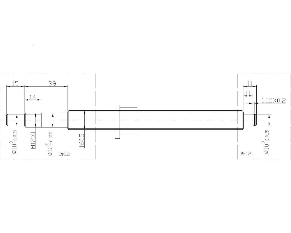 SFU1605 Ballscrew-L800mm конец механической обработке BK/BF12& BK/BF12 Поддержка& корпус шариковинтовой передачи для фрезерный станок с ЧПУ