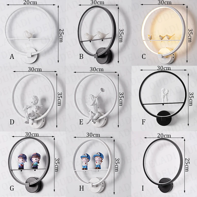 Современный черно-белый светодиодный настенный светильник для любителей птиц, ангелов, детей, алюминиевый декоративный интерьер, для гостиной, столовой, коридора, освещение