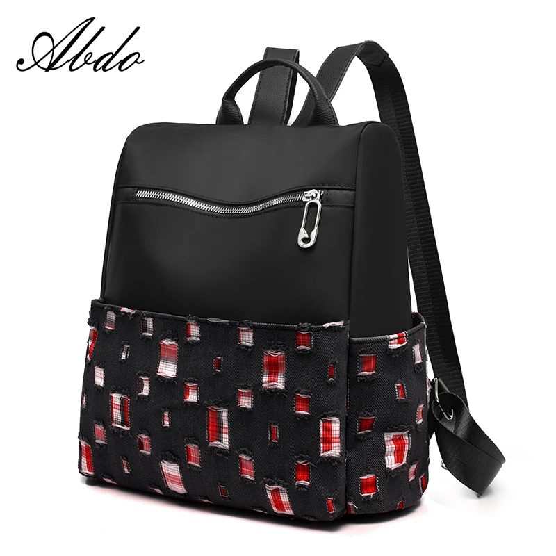 

Stitching backpack youth girl student bag 2019 new large-capacity travel multi-function bag black college style hot sale