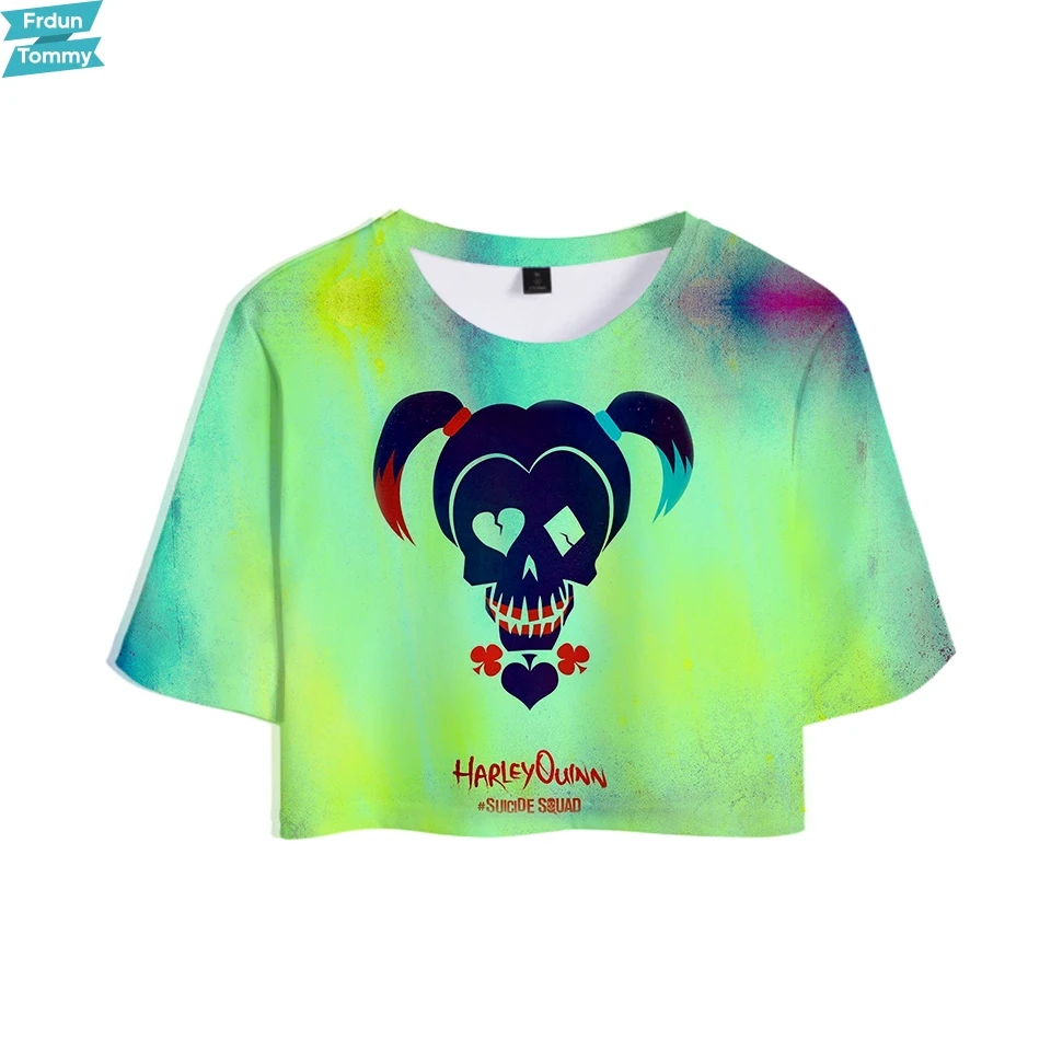 

2018 New Suicide Squad 3D Top T-Shirt Summer 100% Cotton Hip-Hop Navel Sexy Short Sleeve T-Shirt Fashion Short Sleeve