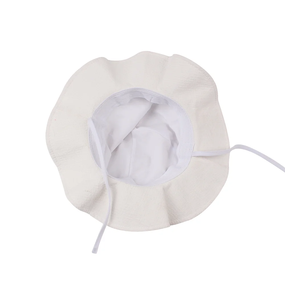 Fashion Panama Baby Girls Hat Cotton Sun Hat For Girls Lace-Up Wild Brim Beach Cap Bucket Hat Spring Summer Baby Girls Clothing (6)
