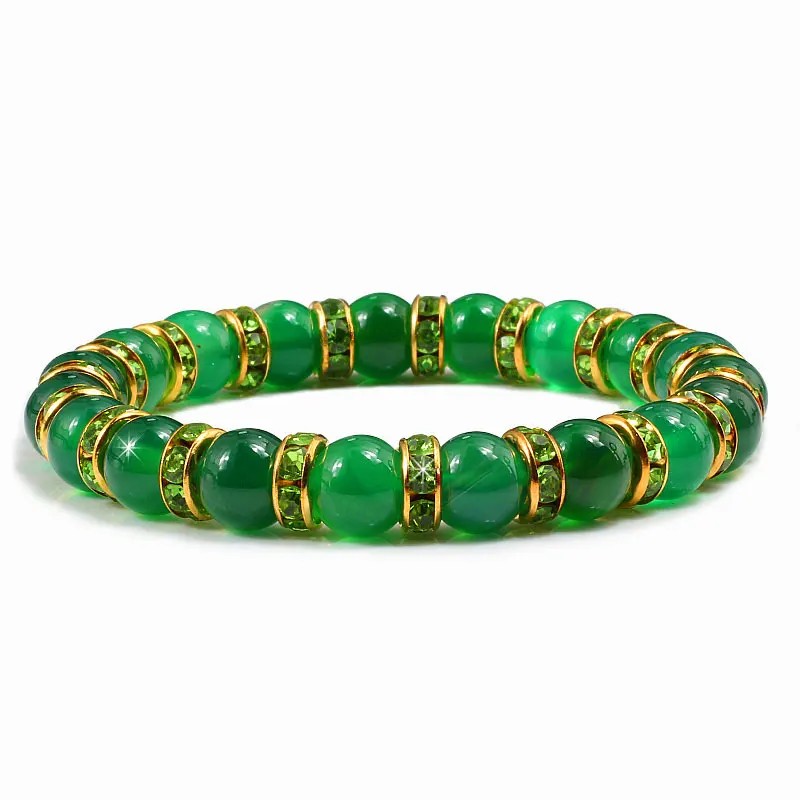 

Charm Natural Chalcedony Beads Bracelet Shine Crystal Handmade Beaded Bracelets Bangles Men Women Lucky Luxury Jewelry Designers