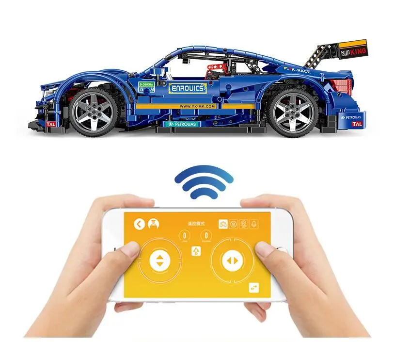 

DHL Technic Series Compatible With MOC-6687 Blue Racing Car Set Building Blocks Bricks App Control Kid Toy Gifts
