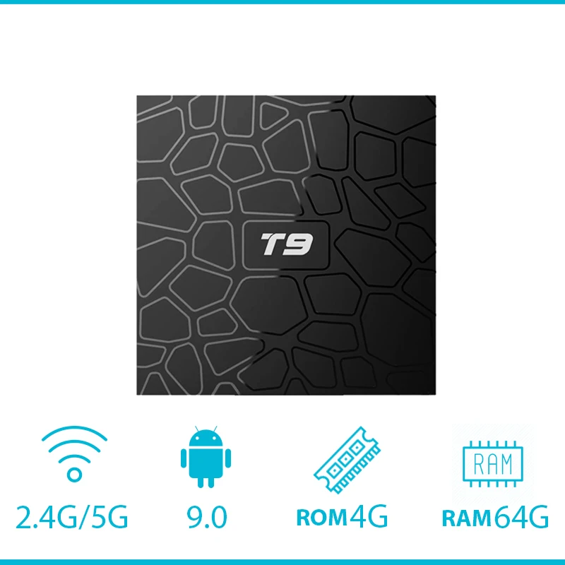 ТВ коробка T9 Android 8,1 BT Rockchip RK3328 4 Гб Оперативная память 32 ГБ/64 Гб 4 K Google Lecteur soutien 2,4 ГГц Wi-Fi HD 4 K Smart Set top Box