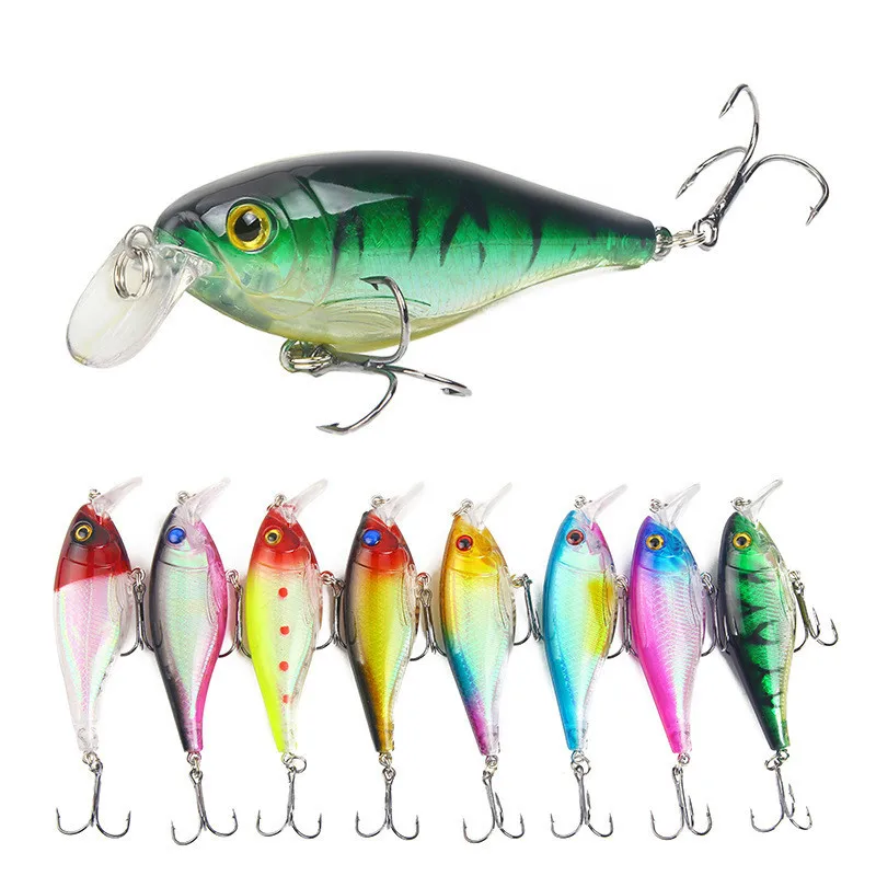 

8Pcs/lot 9cm 12.6g 3D Eyes Lifelike Minnow Wobblers Crankbait Fishing Lure With 2 Treble Hooks Fishing Tackle Hard Bait Pesca