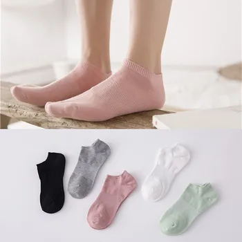 

ZDL-182 Korean Design Summer Double Needle Solid Color Female Low Cut Ankle Sock For Women Ladies Cotton Boat Socks 10 pairs