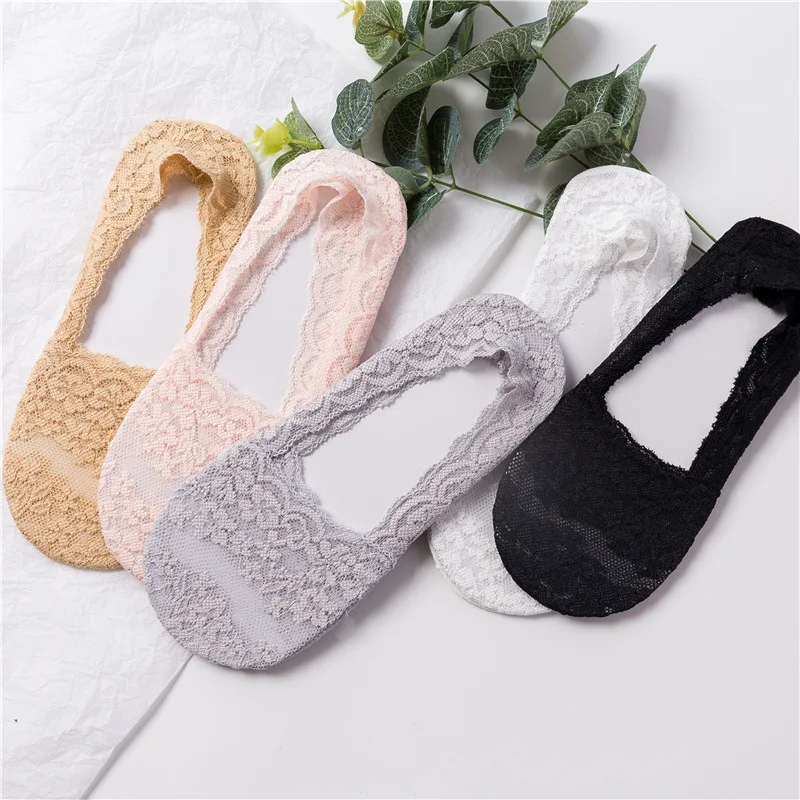 

New Upgraded Art Lace Shallow Mouth Invisible Boat Socks Lace Silica Gel Sole Non-slip Boat Socks Thin Boat Summer Women Socks