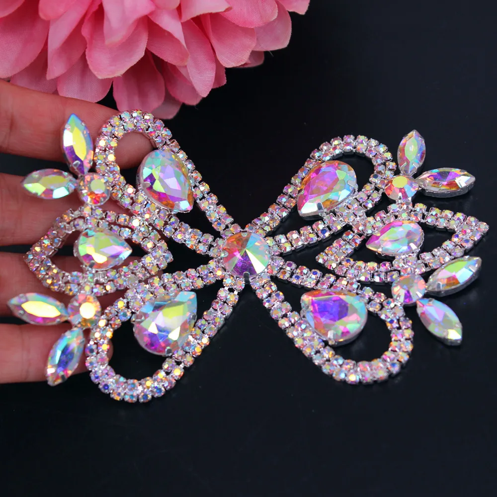 

Elegant Bow tie ab crystal rhinestone applique for wedding dress clothing accessories Shoes Garment jewelry