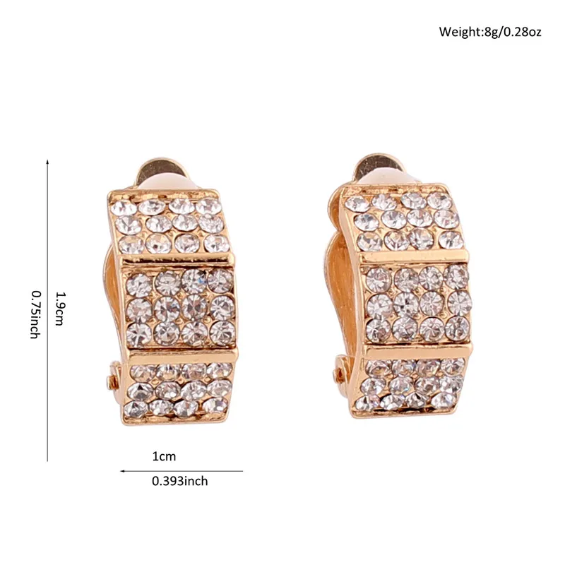 geometric shape vintage clip on earrings for women rhinestone earrings  (10)