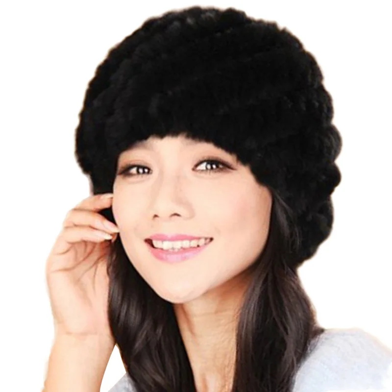 

Women's Real Fur Hat For Winter Casual New Genuine Fur Rex Rabbit Hat Beanie Caps Lovely Female Genuine Fur Hat Caps