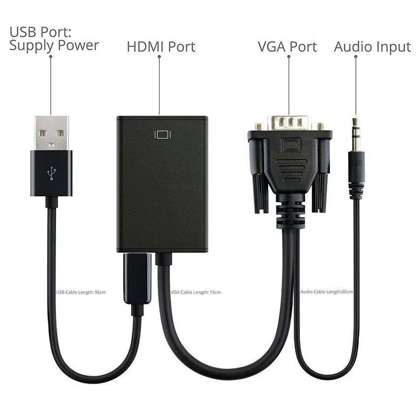 TOFOCO преобразователь из VGA в HDMI адаптер Выход 1080P HD с аудио VGA2HDMI ТВ AV Видео кабель