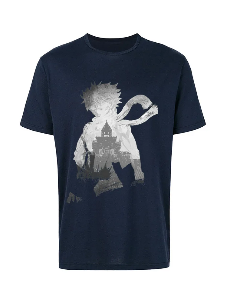 Fairy tail 8684 Prevailing Men T Shirts O-Neck Short Sleeve All Cotton Tops Shirt Printed Tee Shirt Wholesale Fairy tail 8684 navy