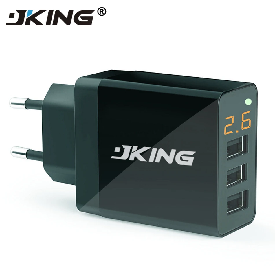 JKING Universal 5V 3A 3 USB smartphone Charger Current Voltage Display