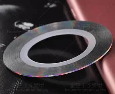 1mm silver 10 шт./лот голографическая Голографическая лента для ногтей серебристого и золотого цветов с радугой, рулонная лента, линия для украшения ногтей(3 вида цветов) 1 мм/2 мм/3 мм - Цвет: 1mm silver