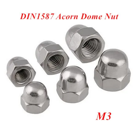 

500pcs M3 Acorn Dome Nuts DIN1587 Hex Head Decoration Cap Nut 304 Stainless steel A2