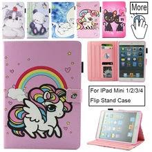 Модный чехол для планшета с рисунком для Apple Ipad Mini 1 2 3, 4, 7,9 дюйма, умный чехол для девочки, кошки, откидная подставка, силиконовый чехол из искусственной кожи