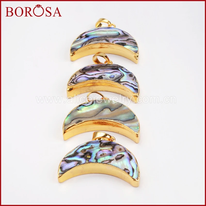BOROSA распродажа 10 шт. золотой цвет натуральный Абалон в виде ракушки полумесяц