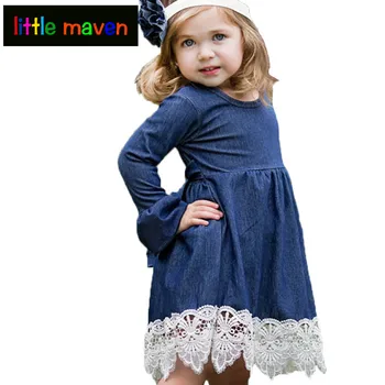 

2018 Baby girls dress with lace hem Carnaval or wedding dress for spring autumn Children's Clothes Kids Dresses Elegant Style