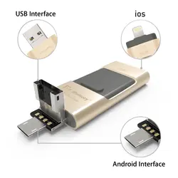 Usb флэш-накопитель OTG 64 ГБ pen drive 3 в 1 U диск для Apple iPhone 6 S memory stick 16 ГБ Роскошные Android USB 2.0 флешки я Drive