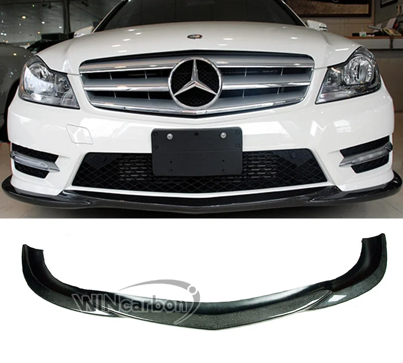 

Real Carbon Fiber Front Lip spoiler for Mercedes Benz W204 C-Class sport bumper 2012-2014