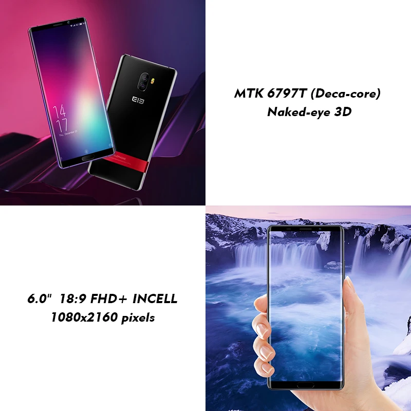 Elephone P11 3D 6,0 дюймовый экран FHD+ 4 Гб 64 Гб мобильный телефон Android 8,0 MTK6797T Deca Core 16 Мп+ 8 Мп 3200 мАч 4G смартфон