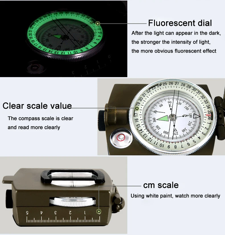 Military Lensatic Compass Askco Survival Military Compass Hiking Outdoor Camping Equipment Geological Compass Compact Scale