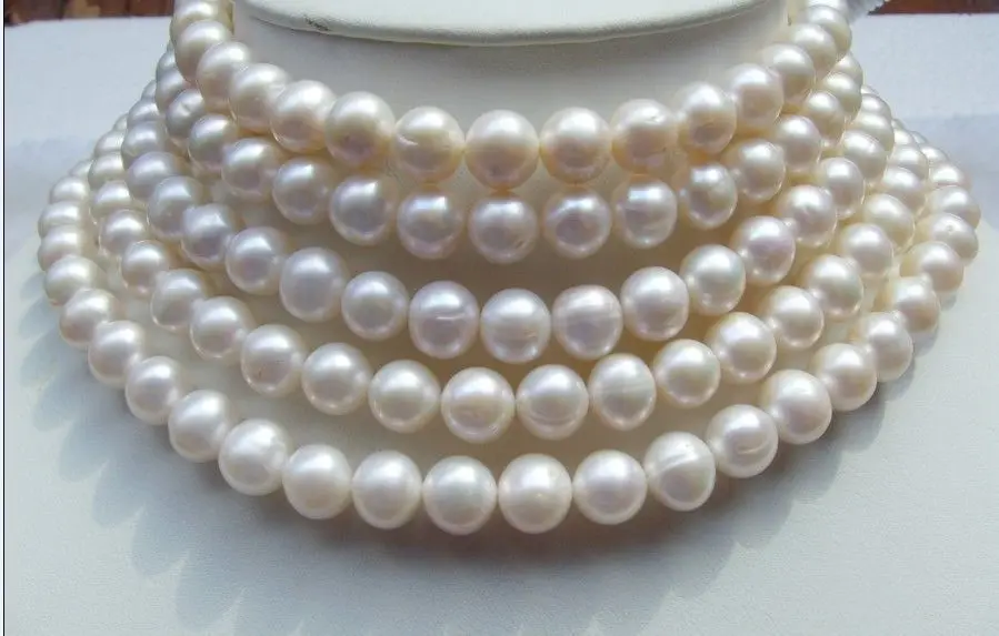 

huij 001851 HUGE NOBLEST 100" 9-10MM SOUTH SEA GENUINE WHITE PEARL NECKLACE 14K