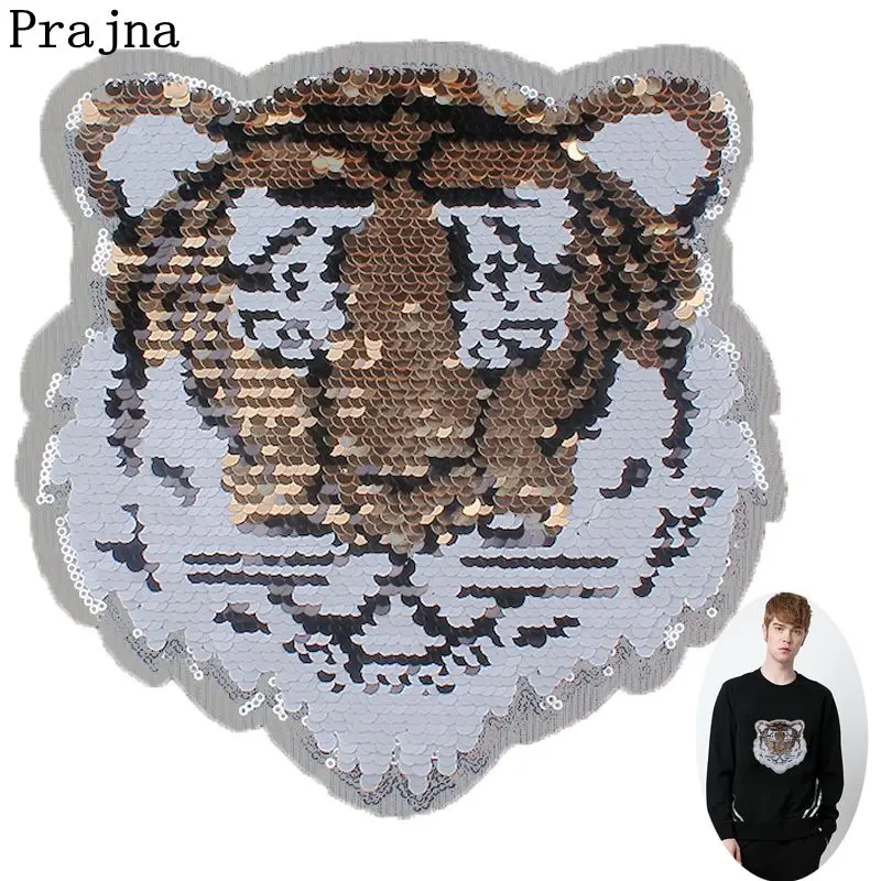 

Prajna Sequins Patches Reversible Sticker Punk Animal Tiger Patches Sewing Stools Accessories High Quality Patch Sew On Clothes