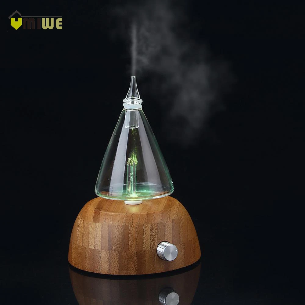 (Glass Reservoir+ Wood Base) Nebulizing Pure Essential Oil Aromatherapy Diffuser Auto Shut Off/ LED Light Aroma for Home Office | Бытовая