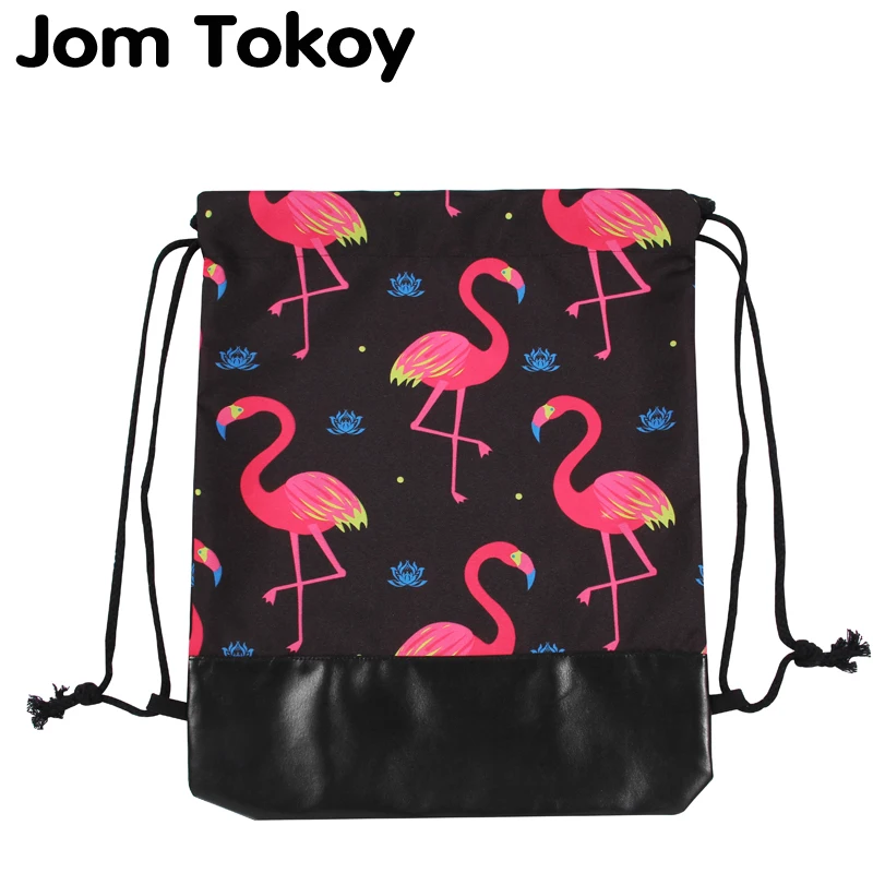 Leather Tropical Pattern With Flamingos Pink Backpack Daypack Bag Women