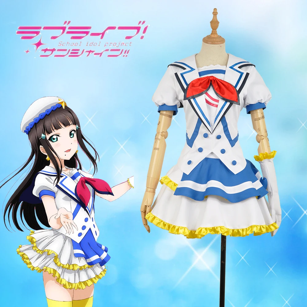 Милый! Солнечный свет! Платье для девочек Aqours OP Jumping Heart Kurosawa Dia костюм косплея