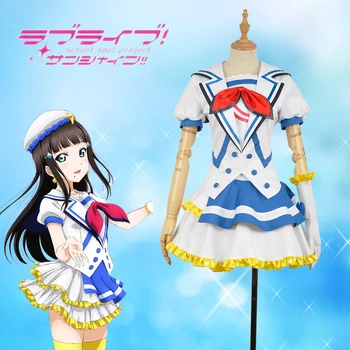 

LoveLive!SunShine!! Aqours OP Jumping Heart Kurosawa Dia Stage Girls Dress Outfit Cosplay Costume Socks Hat COS Wig +Wig Cap