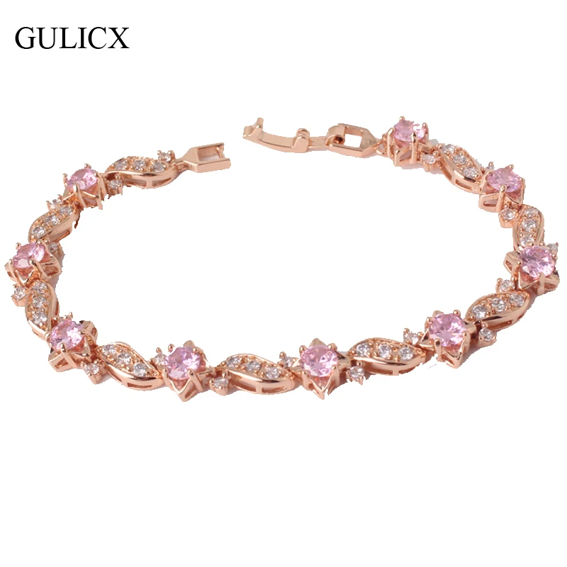 GULICX 18 см винтажные браслеты для женщин, шикарные очаровательные ювелирные изделия, Модный позолоченный Привлекательный Кристальный браслет L104