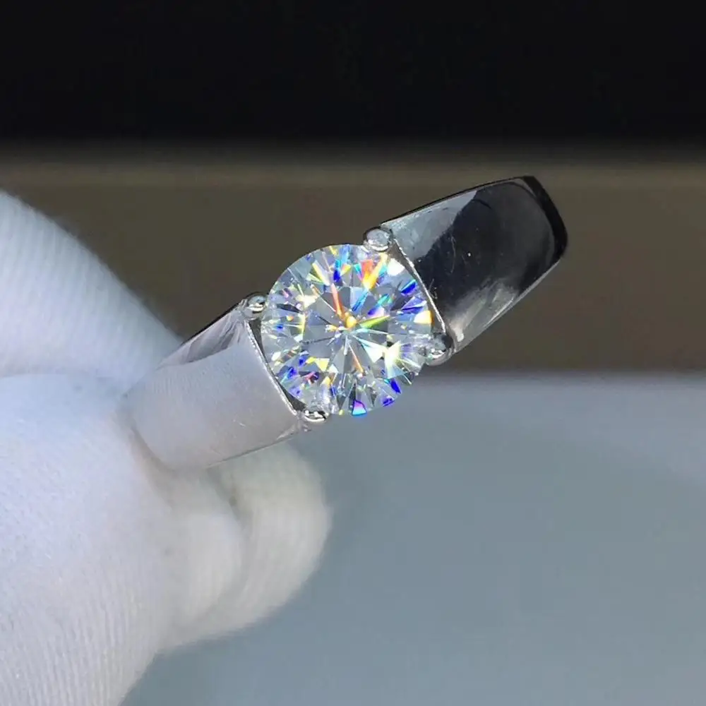 

Круглое серебряное Moissanite кольцо 1ct 6,50 мм D VVS роскошное Moissanite Weding кольцо для мужчин